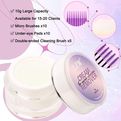 Lash Remover for Lash Extensions 10g Eyelash Extension Remover Cream Fast Dissolve Eyelash Glue Remover Professional Lash Removal Low Irritation with 25pcs Remover Tools