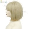 BECUS Short Bob Wig with Bangs Heat Resistant Synthetic Straight Wigs for Women Cute Dark Ash Blonde Blended (10inch, Blonde)