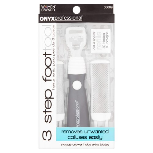 Onyx Professional 3-Step Miracle Callus Remover Pedicure Tool Includes Callus Rasp File & Razors Refills