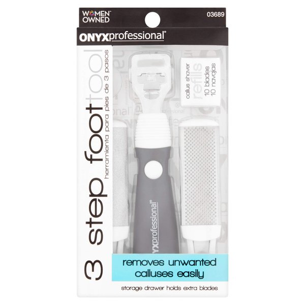 Onyx Professional 3-Step Miracle Callus Remover Pedicure Tool Includes Callus Rasp File & Razors Refills