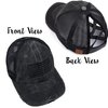 Funky Junque Criss Cross Hat Womens Baseball Cap Distressed Ponytail Messy Bun Trucker Ponycap (American Flag - Black (Distressed) Black Mesh)