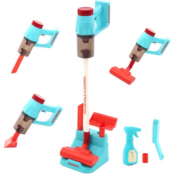 Vacuum Cleaner Toy for Toddler with Light and Music, Realistic Role-Play Cordless Vacuum Toy with 3 Suction Heads, Kids Interactive Kitchen Toy Cleaning Tool Set for Boys Girls