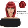 GUOJIAN 12 Inch Short Bob Wigs with Bangs Straight Bob Wigs for Women Synthetic Bob Wigs Natural Looking for Daily Party Cosplay (12inch, red)