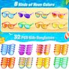 Kids Sunglasses Party Favors - 32 Packs Sunglasses Bulk for Kids with UV400 Protection in Bulk for Boys and Girls，Neon Sunglasses for Kids Birthday Graduation Party Gift