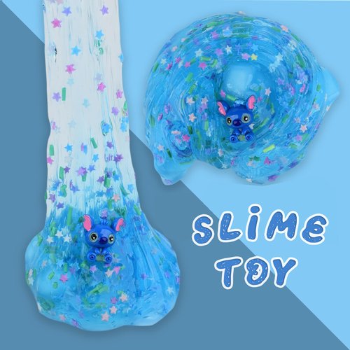 2 Pack Jelly Cube Crunchy Slime, Clear Slime for Girls Boys, Jelly Cube Slime Kit, Non Sticky Water Slime Stress Relief Toy, for Kids Party Favors, School Education and Birthday Gift(Blue & Pink)