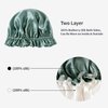 ZIMASILK 100% Mulberry Silk Bonnet for Women Hair Care, Double Layered, Silk Hair Wrap for Sleeping with Elastic Stay On (1Pc, Greyish Green+Ivory)