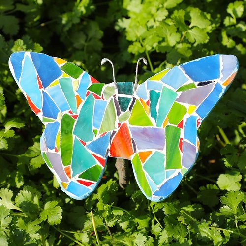 Mosaic Tiles Stained Glass, 2 Pounds Vibrant Mixed Glass Mosaic Tiles Pieces, Mosaic Crafts Supplies for Home Decoration, DIY Crafts or Picture Frames (Mixed Color)