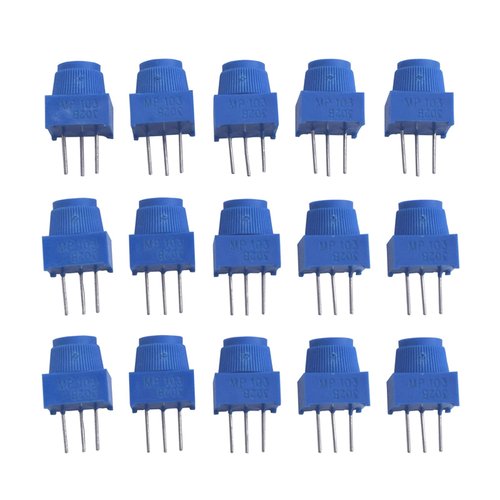 Onyehn 10K Ohm Breadboard Trim Potentiometer,with Knob Variable Resistors Trimmer Potentiometer Assortment Kit Compatible for Arduino,Blue(15 Pack)