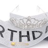 CAVETEE Birthday Crowns for Women Its My Birthday Sash and Crown for Women Birthday Crown Adult Woman Set Birthday Decorations for Party Birthday Gifts (Silver)