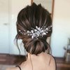 Jeairts Leaf Bride Wedding Hair Comb Rhinestone Pearl Bridal Hair Pieces Flower Headpiece Crystal Hair Accessories for Women and Girls (1-Silver)