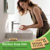 2-Pack Bamboo Wood Soap Dishes – Soap Draining Holders for Bathroom & Kitchen, Eco-Friendly