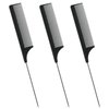 3Pcs Rat Tail Comb Parting Comb，Steel Pin Rat Tail Carbon Fiber Heat Resistant Teasing Combs with Stainless Steel Pintail for Hair Rat tail Combs Salon，Hair Combs for Women(Purple|Black|Pink)