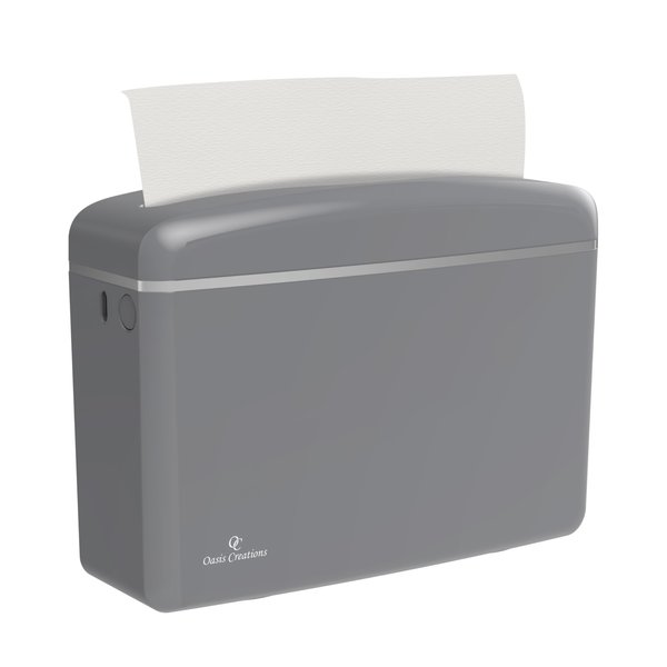 Countertop Multifold Hand Paper Towel Dispenser by Oasis Creations, Single Sheet Dispensing – Glossy Gray