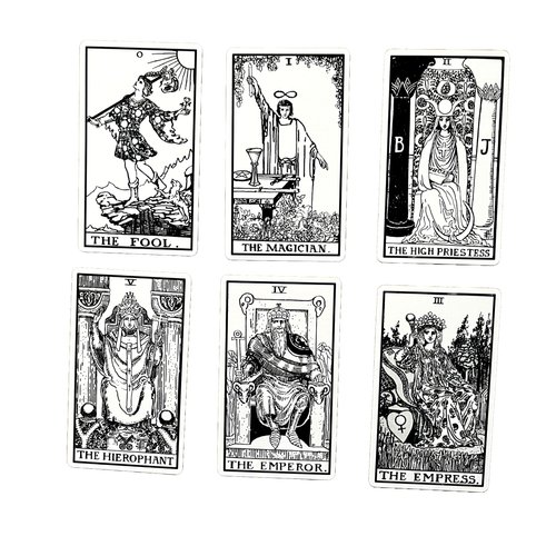 Vieux Monde Express Pixie's Line Art Tarot Deck & 100 Page Guide | Linen Finish | Full Size Tarot Deck | for Beginners and Collectors | Made in USA