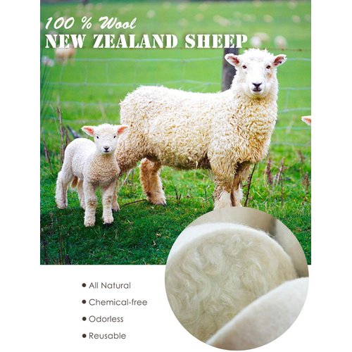 OHOCO Wool Dryer Balls 6 Pack XL, Organic Natural Wool for Laundry, Fabric Softening - Anti Static, Baby Safe, No Lint, Odorless and Reusable White