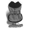 Black and White Classic Houndstooth Dog Harness Coat with Leash (S)