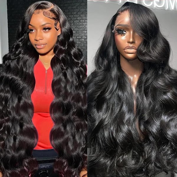 CUMASE 13x6 Lace Front Wigs Human Hair 200 Density HD Lace Front Wigs Human Hair Body Wave Lace Front Wigs Human Hair Pre Plucked with Baby Hair Glueless Wig for Women Natural Color 28 Inch