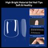 UNA GELLA Extra Short Square Nail Tips 504Pcs XS Short Square Gel X Nails Tips 12 Sizes Square Press On Nails Full Cover Nail Tips Soft Gel Clear Square-Shaped Fake Nails Extension for DIY Nail Salon