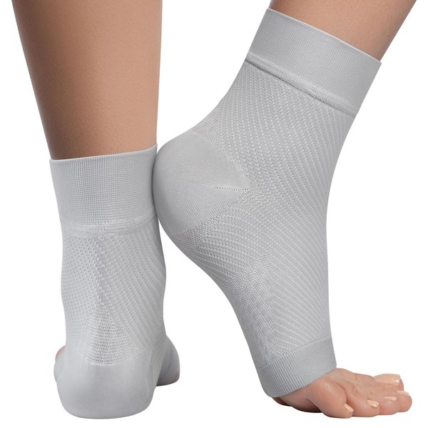 KEMFORD Ankle Compression Sleeve - 20-30mmhg Open Toe Compression Socks for Swelling, Plantar Fasciitis, Sprain, Neuropathy - Brace for Women and Men