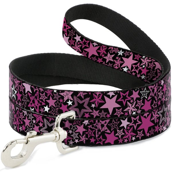Buckle-Down Pet Leash - Stargazer Black/Pink - 4 Feet Long - 1" Wide