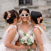 Loanzeg Satin Bridesmaid Scrunchies Bachelorette Hair Ties Set of 8 Bridal Shower No Damage Hairties ideas Gift for Wedding Party Favors Bridesmaid Proposal Gifts (8pcs White&Dusty Blue)