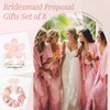 DEEKA 16 Pcs Bridesmaid Proposal Gifts Set Flower Hair Claw Clips with Floral Card & Satin Scrunchies Proposal Box Bridal Party Gift Bridesmaids Bachelorette Party Favors (White&Pink)