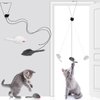 4 Pieces Hanging Door Cat Toy Interactive Bouncing Mouse Cat Toy Stress Relieve Hanging Cat Toys for Cat with Elastic Band Mouse Shape Cat Feather Toys for Indoor Outdoor Cat Play