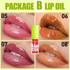 4 Colors Fat Lip Oil Set, Big Brush Head Hydrating Lip Glow Oil Lip Plumper Gloss, Shiny Transparent Lip Gloss Tinted Plumping Lip Oils, Non-sticky Long Lasting Fresh Clear Smooth Lip Care - B