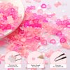 3D Pink Bow Nail Art Charms, 3D Assorted Bowknot Nail Charms Pearls Gems Cute Star Heart Butterfly Bow Planet Bear Nail Decoration with Pickup Tools for Manicure DIY Crafts Jewel Supplies