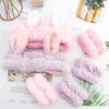YISSION 6Pcs Face Wash Headbands and Wristbands Set Bunny Ears Headbands Spa Headband Makeup Headband Skincare Headbands with Wristbands for Women Girls Washing Face(Pink Purple)