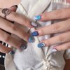 PRESSIFY Pop Art Press-On Nails, Pastel Hues and Anime-Inspired Nails, Otaku nails with Iconic Gold Accents, Ballerina Shape Nails, Re-usable and Eco-friendly/Come with Glue Tabs / 10 pcs.(Medium)