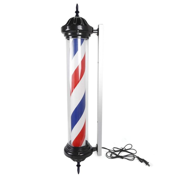 Barber Pole LED Glowing Globe Light,Hair Salon Barber Shop Open Sign,Rotating Red White Blue Spinning Strips Sign,IP44 Waterproof Save Energy