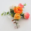 Fangsen Delicate White Orange Pink Ivory Rose Bud Leaf Rose Flower Hair Clips Floral Hair Accessories for Brides and Bridesmaids Silver (White+Orange+Pink)