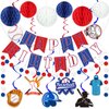 Baseball Birthday Party Decorations Baseball Happy Birthday Banners Navy Blue Red Honeycomb Ball Baseball Theme Hanging Swirl Streamer Circle Dot Garland Decor for Kids Adult Sports Party Supplies