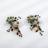 Teyglen Crystal Wedding Hair Vine Bridal Gold Leaf Hair Vine Headband and Hair Clips Green Black Rhinestone Beads Hair Pieces for Bride Boho Headpieces Hair Jewelry Set for Women Girl (Set-2)
