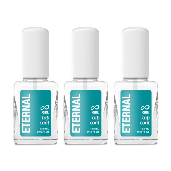 Eternal Top Coat Gel – Mirror Shine Strength No UV Lamp Nail Polish – 3 Pack