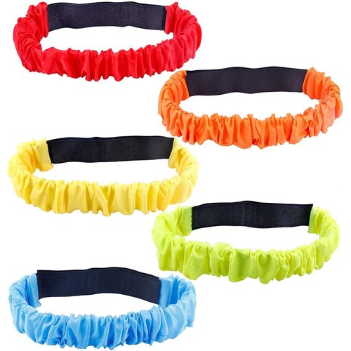 Augshy 5 Pcs 3 Legged Race Bands,Colorful Elastic Tie Rope Three Legged Race Bands for Carnival Relay Race Field Day Games for Adults Outdoor Team Game Party Supplies