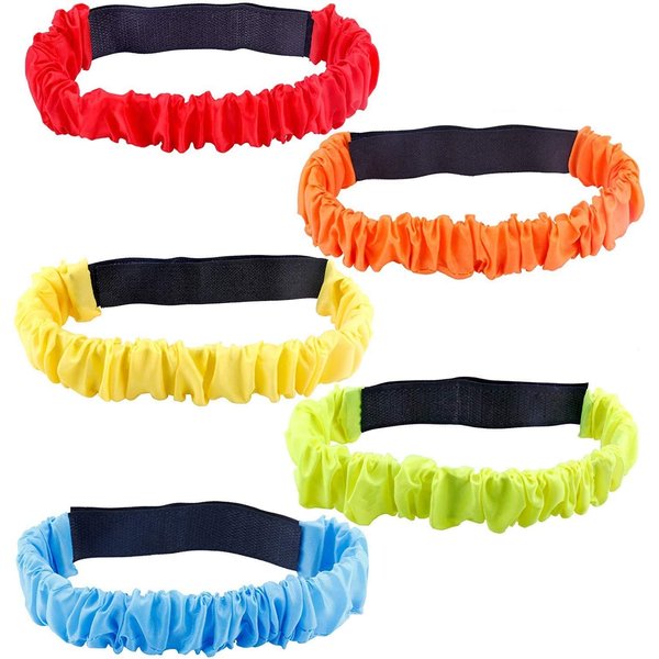 Augshy 5 Pcs 3 Legged Race Bands,Colorful Elastic Tie Rope Three Legged Race Bands for Carnival Relay Race Field Day Games for Adults Outdoor Team Game Party Supplies