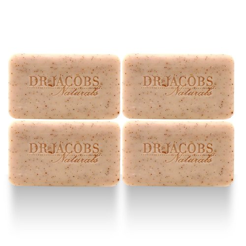 DR.JACOBS NATURALS Castile 5 oz Bar Soap for Face and Body Triple Milled Loofah Exfoliating Vegan (Lucy Rose)(4-pack)