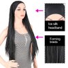 Braided Wigs with Headband Attached for Black Women Twist Crochet Hair Wrap Jumbo Synthetic Cornrow Black Box Braid Long CrochetTwistWig 30Inch