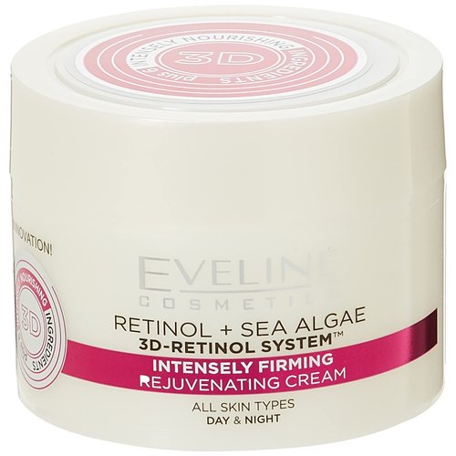 Eveline Cosmetics Nature Line 3D Retinol & Sea Algae Intensely Firming Rejuvenating Cream Day And Night Cream, Reducing Wrinkles, Fine Lines, Age Spots for All Skin Types