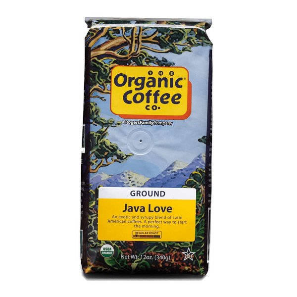 The Organic Coffee Co. Ground Coffee - Java Love (12oz Bag), Medium Roast, USDA Organic