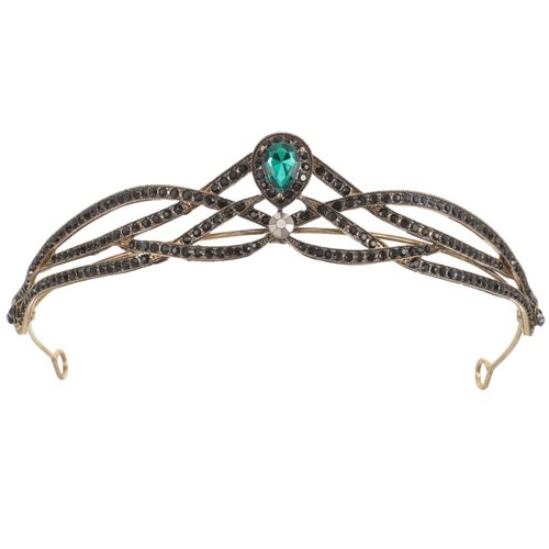 Beaupretty Baroque Crown Headband Wedding Bridal Crown Emerald Crystal Crown Gemstone Tiara for Women Girls Halloween Birthday Party Supplies Green