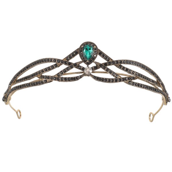 Beaupretty Baroque Crown Headband Wedding Bridal Crown Emerald Crystal Crown Gemstone Tiara for Women Girls Halloween Birthday Party Supplies Green