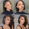 KESEN Bob Wig Human Hair 13x4 HD Lace Front Wigs for Black Women Human Hair Side Part Frontal Bob Wig, Ailwelia Glueless Short Human Hair Wigs for Black Women Pre Plucked 180% Density 10 Inch