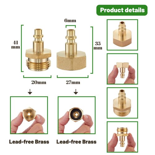 Litorange Lead-Free Brass Winterize Sprinkler Systems: Air Compressor Hose Water Faucet Blow Out Adapter Fitting For RV, Travel Trailer, Boat & Camper（a couple）