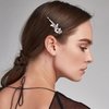 Isslly 2PCS Silver Rhinestones Hair Clips, Bridal Crystal Hair Pins, French Hairpins Alloy Leaf Shape Barrettes for Women, Girls for Wedding, Parties (1 Pairs)