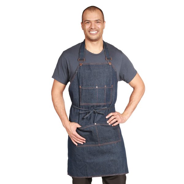 Ladybird Line Barber Denim Apron, Multi-pockets, Adjustable Neck Band, Ideal for Hairstylists, Barbers, Groomers, 100% cotton