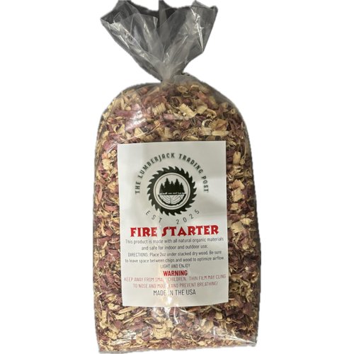 The Lumberjack Trading Post 1 lb Bag Fire Starter/Lighter - Kiln-Dried Cedar. Bonfires, Campfires, Woodburning Stoves, Fireplaces. Indoor/Outdoor Use. Organic, Easy and Fast Ignitor