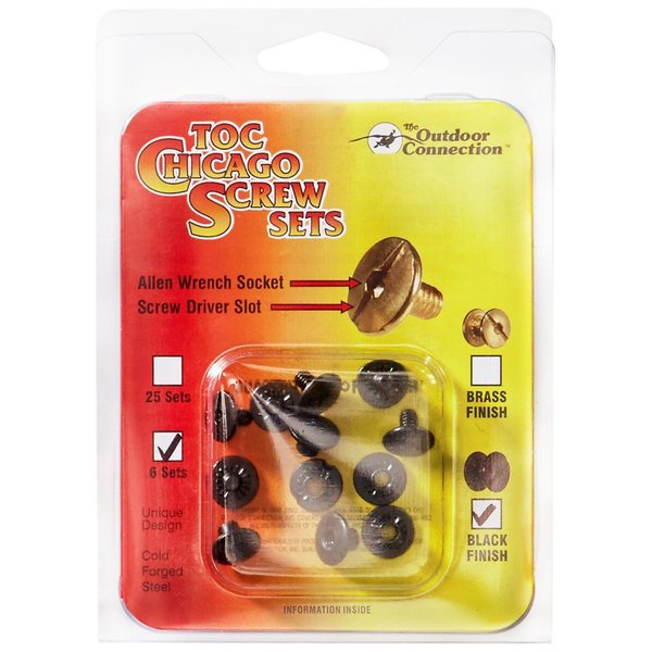 The Outdoor Connection Chicago Screw Sets (6-Pack), Black